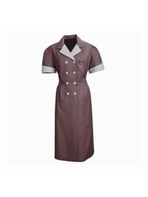 Brown Janitorial Uniform Cardigan Logo Customized